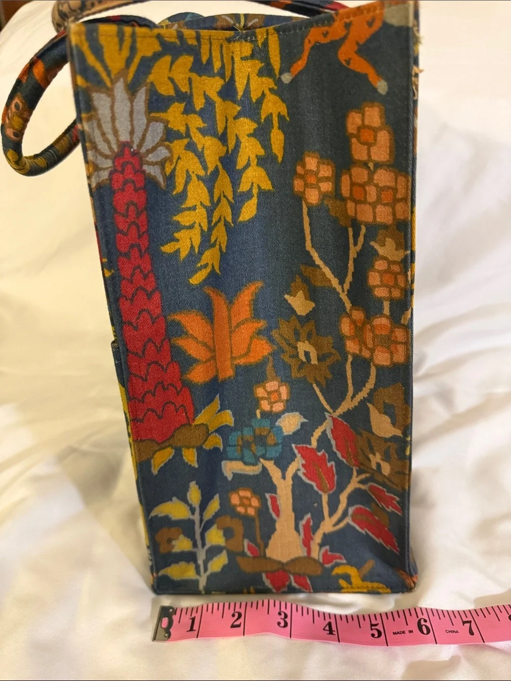 Margaret Smith Vintage Navy Multicolor Animal-Print Canvas Tote